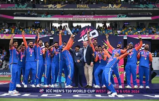 M S Dhoni photo: WORLD CUP CHAMPIONS 2024.My heart rate was up,well done on being calm, having th
