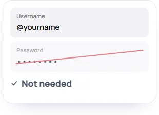 A login form with the password field crossed out: the unfollow tracker never asks for your Instagram password