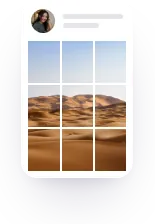 Profile preview: one desert photo across nine posts with thin gaps between them