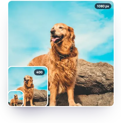 The same profile picture at three sizes to scale: 1080, 400 and 150 pixels